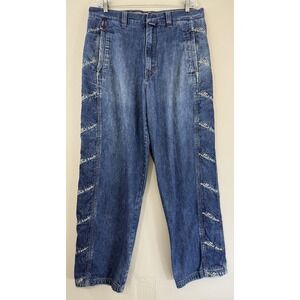 Vtg Willie + Esco Duns Jeans Men's Actual 35x31 Baggy Embroidered Spell Out Logo